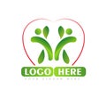 Health people leaf logo design.Care, Athletic, balance, active people logo.