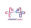 Vector people together concept new trendy logo, with cross symbol, Care, Beauty Medical Logo Icon Design. Royalty Free Stock Photo