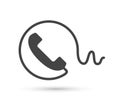 Phone vector icon vector flat style logo. Handset with shadow illustration. Easy editing of illustration. Smartphone, contact. Royalty Free Stock Photo