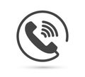 Phone vector icon vector flat style logo. Handset with shadow illustration. Easy editing of illustration. Smartphone, contact. Royalty Free Stock Photo