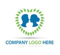 Human character with green concept logo, man and woman logo vector Royalty Free Stock Photo