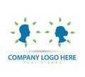 Human character with green concept logo, man and woman logo vector Royalty Free Stock Photo