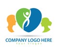 Human character with green concept logo, man and woman logo vector Royalty Free Stock Photo