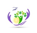 Nature care save agriculture healthy people care leaf logo design. Athletic, balance. environment wellness logo.