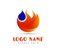 Fire flame with water drop Logo vector Template. Royalty Free Stock Photo