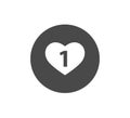 Vector icon with heart shape, notification button.