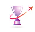 Best simple champion cup winner trophy award and victory with a air plane icon design element.