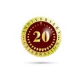 20th Years anniversary Golden badge logo.