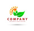 Leaf with sun ray Logo vector. Royalty Free Stock Photo
