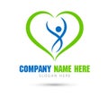 Human dance vector logo, Heart shape logo illustration.