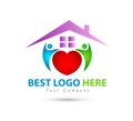 Abstract real estate hands people family green House roof and home logo Royalty Free Stock Photo