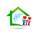 Green house community model abstract, family real estate logo vector.