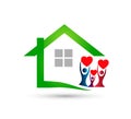 Green house community model abstract, family real estate logo vector.