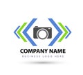 Abstract square, camera ,arrow shaped colorful new business Logo for your company