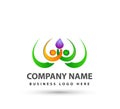 Teamwork Management People waterdrop  Group together new concept logo. Royalty Free Stock Photo