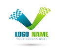 Logistic company vector logo. Arrow, wave icon vector illustration.