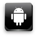 Android Logo 3d black shine button.