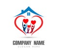 People union team work celebrating happyness family home logo/Love Union happy Heart shaped home house logo. Royalty Free Stock Photo