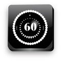60th Vector Illustration black medal label 3d button.
