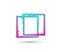 Liquid colorful square logo. Abstract gradient rectangle shape with splash and drops. Flux effect design for logo, banner, poster. Royalty Free Stock Photo