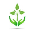 Green environment people hand Green Tree Logo.
