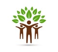 Green Tree care people team icon Logo. Tree Care Logo Colorful Spirit Man Body Symbol Design Illustration. Royalty Free Stock Photo