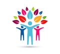 Tree people team icon Logo. Tree Care Logo Colorful Spirit Man Body Symbol Design Illustration. Royalty Free Stock Photo