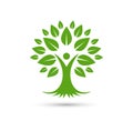 Green Tree Logo. Tree Care Logo green Spirit Man Body Symbol Design Illustration. Royalty Free Stock Photo