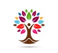 Green Tree Logo. Tree Care Logo Colorful Spirit Man Body Symbol Design Illustration. Royalty Free Stock Photo