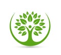 Green Tree Logo. Tree Care Logo green Spirit Man Body Symbol Design Illustration. Royalty Free Stock Photo