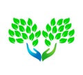 People hands tree leaf vector logo. Royalty Free Stock Photo