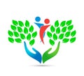 People hands tree leaf vector logo. Royalty Free Stock Photo