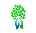 People hands tree leaf vector logo. Royalty Free Stock Photo