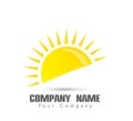 Golden half Sun logo in. Royalty Free Stock Photo