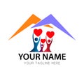 House real estate logo people heart love together Home Logo Template. Home with window and building roof. Royalty Free Stock Photo