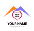 House real estate logo heart love together Home Logo Template. Home with window and building roof. Royalty Free Stock Photo