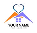 House real estate logo heart love together Home Logo Template. Home with window and building roof. Royalty Free Stock Photo