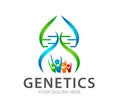 DNA Helix Logo people together vector Template. Genetics Vector Design.