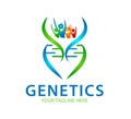 DNA Helix Logo people together vector Template. Genetics Vector Design.