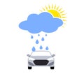 Car with cloud rain sunlight Logo car wash vector illustration.