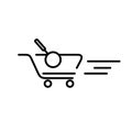 Black line icon for Shopping Cart, shopping and trolly vector.