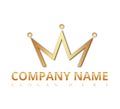 Gold crown vector. Royal crowns, coronation king and luxury queen icon logo