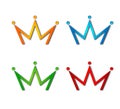 Different color crown vector set. Royal crowns, coronation king and luxury queen icon logo Royalty Free Stock Photo