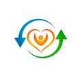 People arrow rotating logo lovely icon parent kids love parenting care symbol icon.