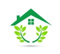 Eco green care home logo vector illustration environment safety design.