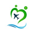 Couple Family union logo Plane flight summer business travel design