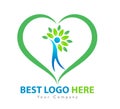 Love Green Creative logo, People Tree Logo concept, new logo Nature Heart logo, elements and symbol