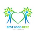 Teamwork concept logo, People Tree Logo vector team work icon on white vector image Royalty Free Stock Photo