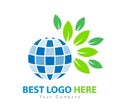 Green Creative globe logo concept, new nature logo, elements and symbol