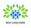 Green Creative globe logo concept, new nature logo, elements and symbol